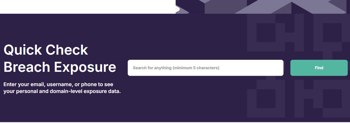 DeHashedのQuick Check。Search for anything欄とFindボタン